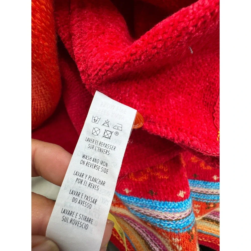 Clayeux Enfant Girls 4pc Red Orange Knit Dress Cardigan Tights Set 9M France